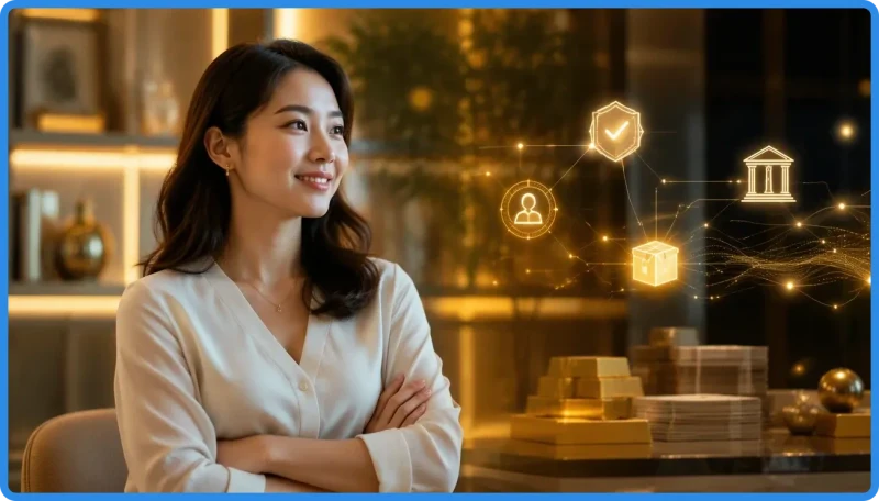 Bốn nhóm ưu đãi premium platform được mô tả bằng bốn món quà tặng trừu tượng khác nhau trên nền tối